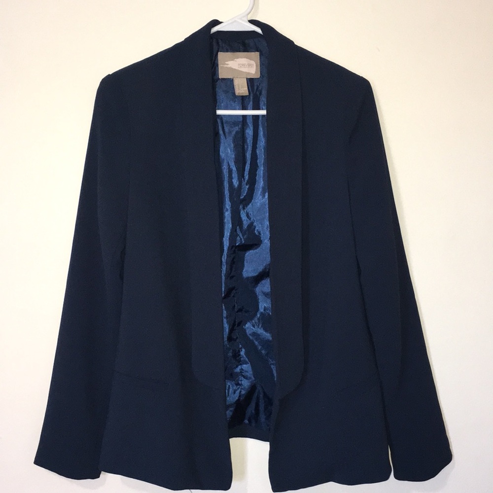 Women’s Dark Teal Blue Satin Lined Blazer